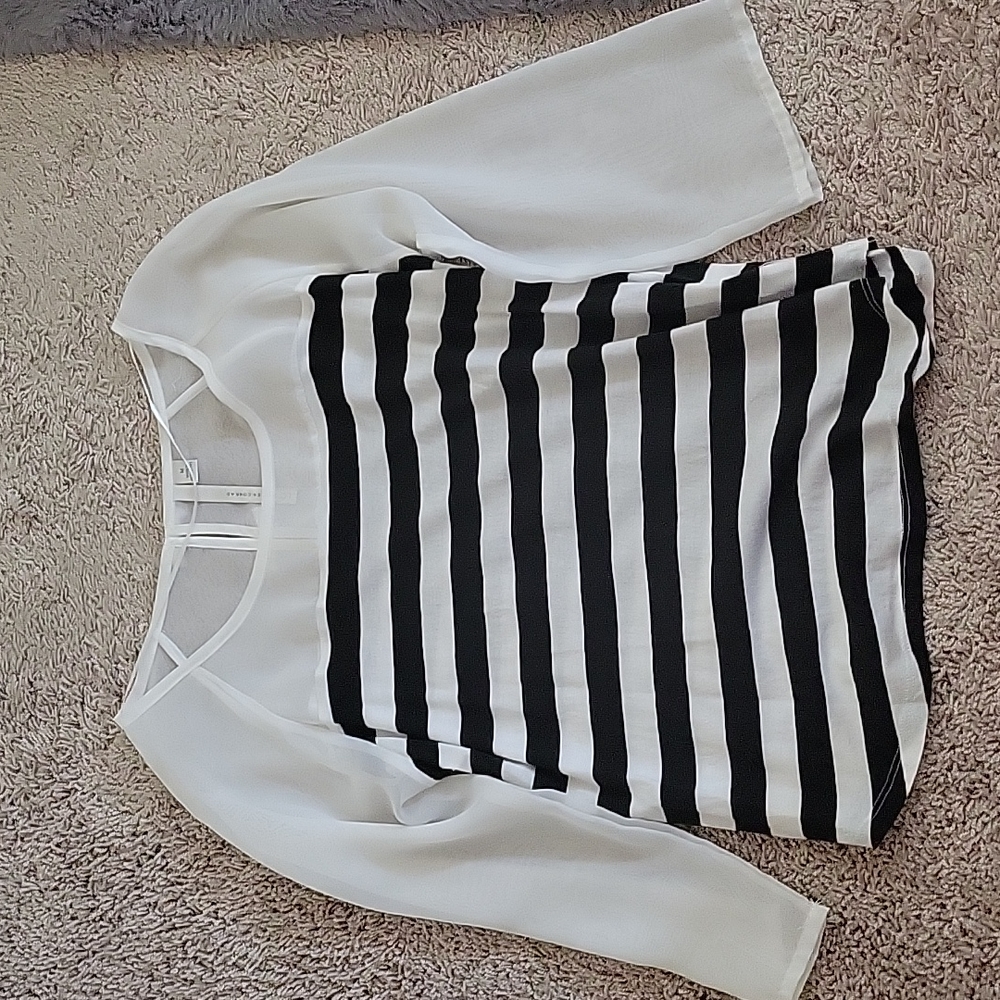 Lauren Conrad-black and white stripped shirt